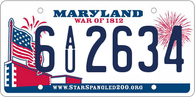MD license plate 6AU2634
