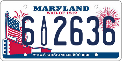 MD license plate 6AU2636