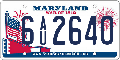 MD license plate 6AU2640