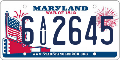 MD license plate 6AU2645