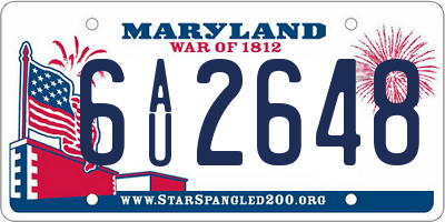 MD license plate 6AU2648