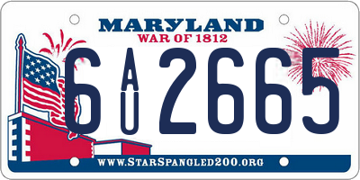 MD license plate 6AU2665