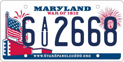 MD license plate 6AU2668
