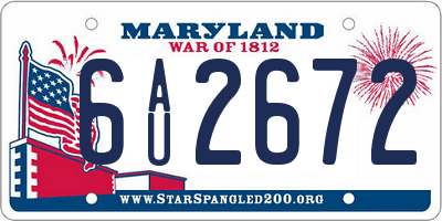 MD license plate 6AU2672