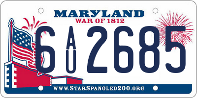 MD license plate 6AU2685