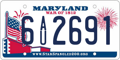 MD license plate 6AU2691