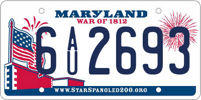 MD license plate 6AU2693