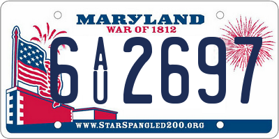 MD license plate 6AU2697