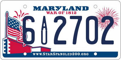MD license plate 6AU2702
