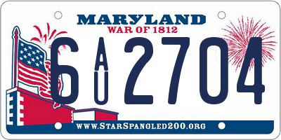 MD license plate 6AU2704