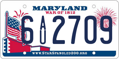 MD license plate 6AU2709