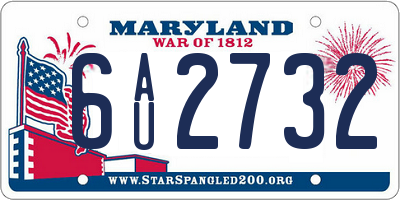MD license plate 6AU2732