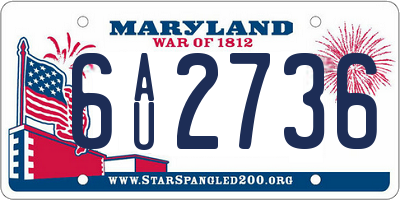 MD license plate 6AU2736