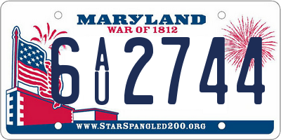 MD license plate 6AU2744