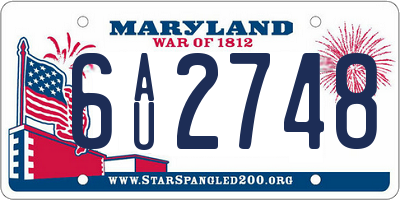 MD license plate 6AU2748