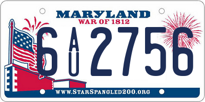 MD license plate 6AU2756