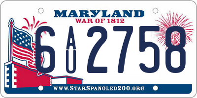 MD license plate 6AU2758