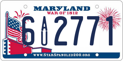 MD license plate 6AU2771