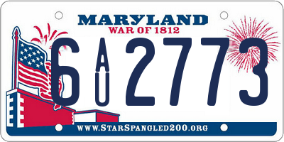 MD license plate 6AU2773