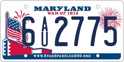 MD license plate 6AU2775