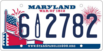 MD license plate 6AU2782