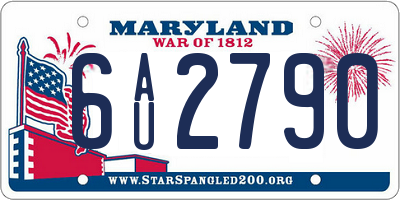 MD license plate 6AU2790