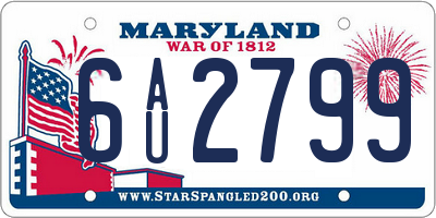 MD license plate 6AU2799
