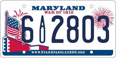 MD license plate 6AU2803
