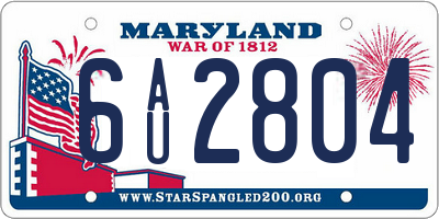 MD license plate 6AU2804