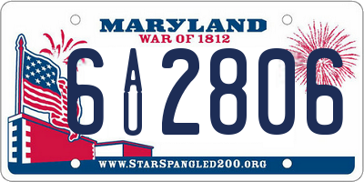 MD license plate 6AU2806