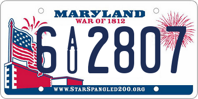 MD license plate 6AU2807