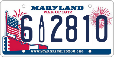 MD license plate 6AU2810