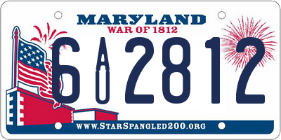 MD license plate 6AU2812