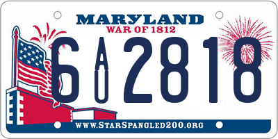 MD license plate 6AU2818