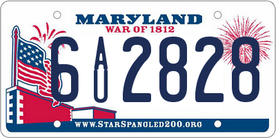 MD license plate 6AU2828