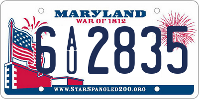 MD license plate 6AU2835