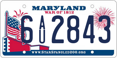 MD license plate 6AU2843