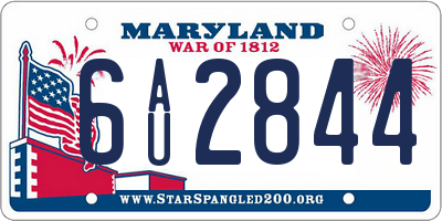 MD license plate 6AU2844