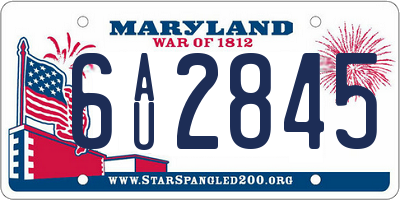 MD license plate 6AU2845