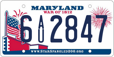 MD license plate 6AU2847