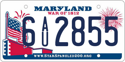 MD license plate 6AU2855