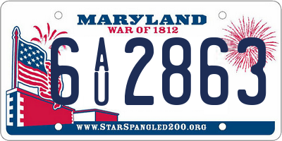 MD license plate 6AU2863