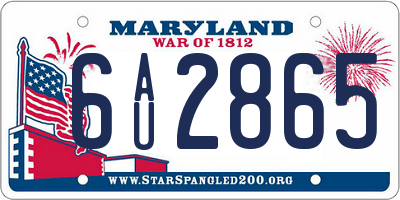 MD license plate 6AU2865