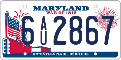 MD license plate 6AU2867