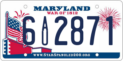 MD license plate 6AU2871
