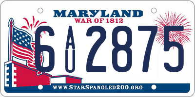 MD license plate 6AU2875
