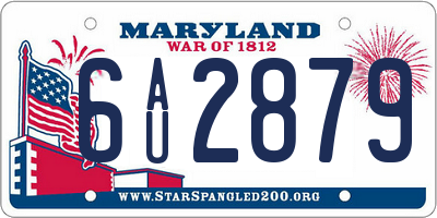 MD license plate 6AU2879