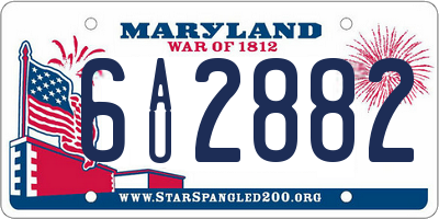 MD license plate 6AU2882