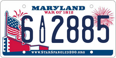 MD license plate 6AU2885