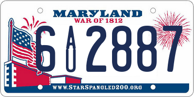 MD license plate 6AU2887